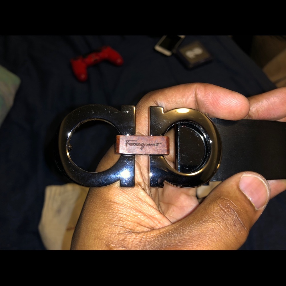 Ferragamo Belt 38 Length wood emblem